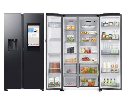 Lodówka Side by Side Lodówka Samsung RS90F66BEFEO Family Hub No Frost 178,4cm Grafitowa Stal Dystrybutor Kostkarka AI 614L